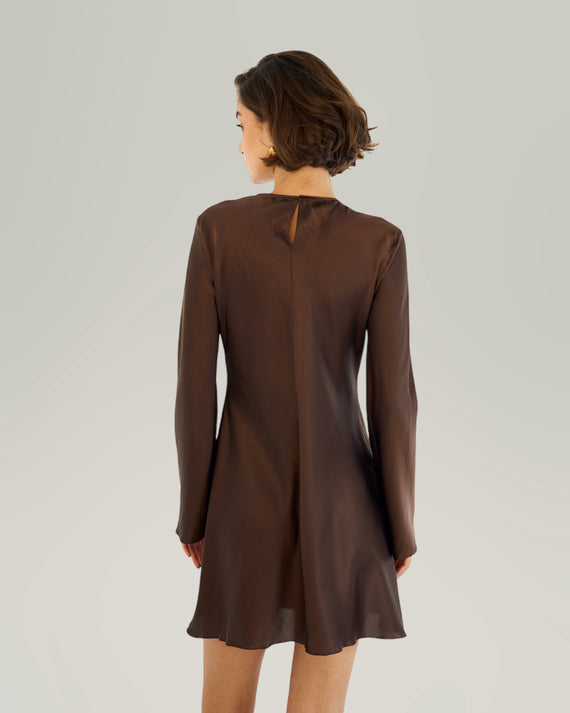 THEIA SILK-SATIN MINI DRESS